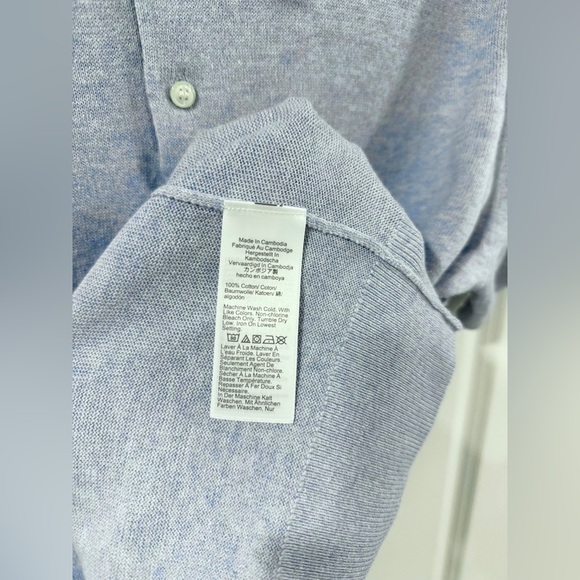 J.Crew Factory Cotton Sweater Polo Shirt Men Size L Heather Cornflower Blue NWT - Picture 7 of 10